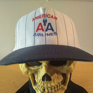 Vintage American Airlines Pinstripe Snap Back Hat